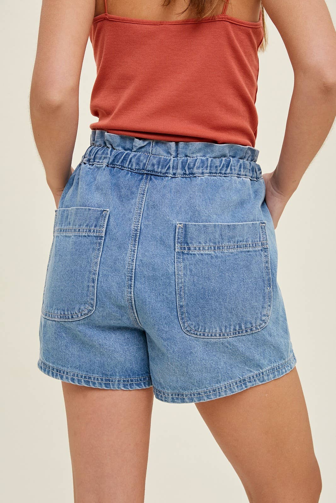 Denim Paper Bag Shorts