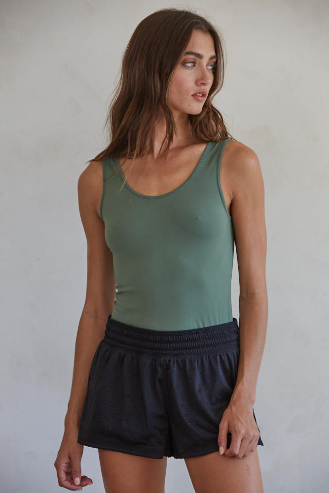 Talk Later Tank - Dark Moss