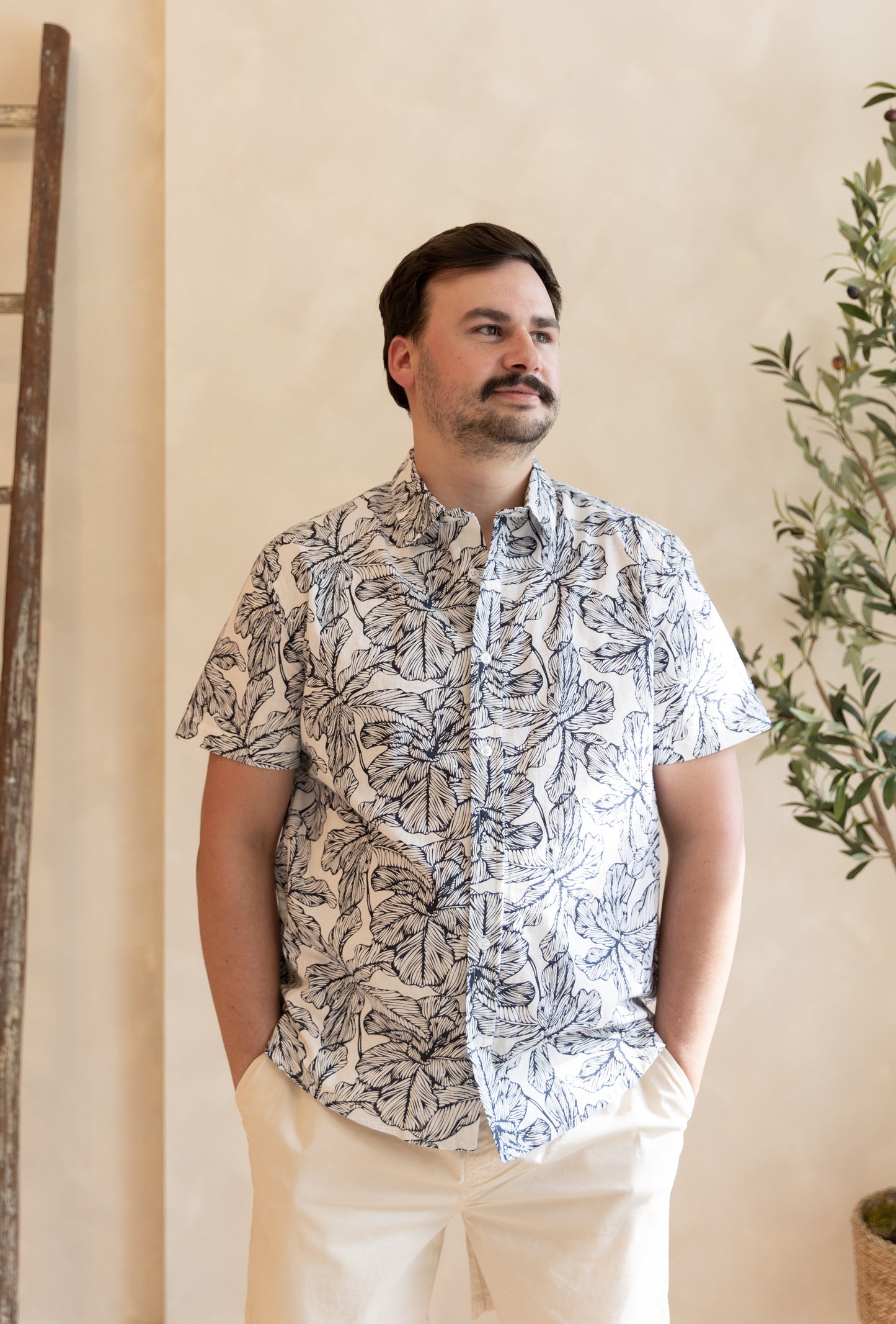 Blue Floral Button Up