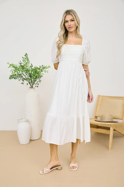 Ellie Pleated Midi - White