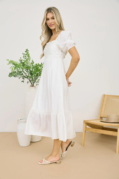 Ellie Pleated Midi - White